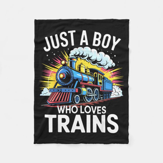 Manta Polar Train Lover Just A Boy Who Loves Trains  (Anverso)