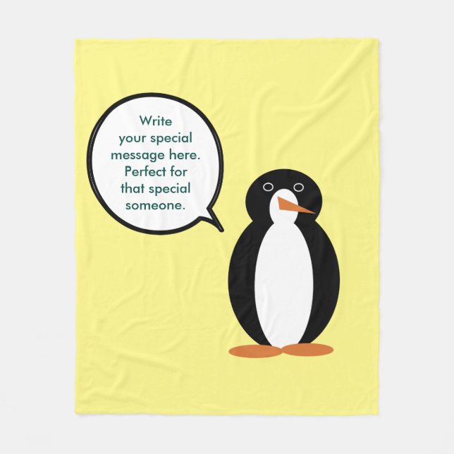 Manta Polar Traje de Cumpleaños Ms. Pingüino Personalizado (Anverso)