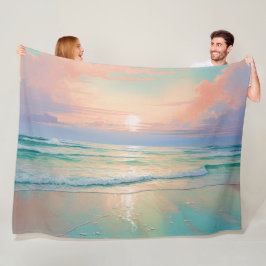 Manta Polar Tranquila puesta de sol en la playa, paisaje natur