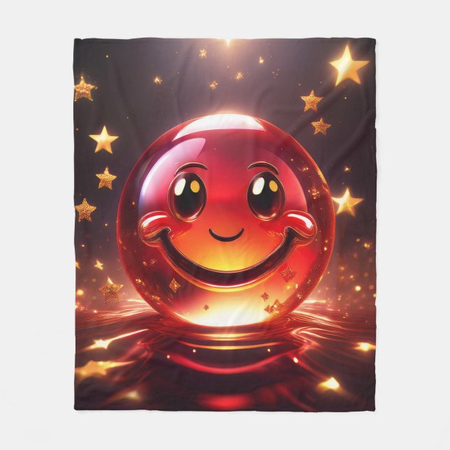 Manta Polar Transparent Red Bubbly Face With Stars  (Anverso)