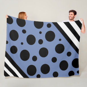 Manta Polar Trazados y puntos de polka azul y negro oscuro