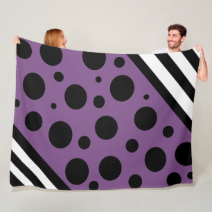 Manta Polar Trazados y puntos de polka morados y negros