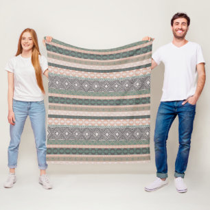Manta Polar Trazo de paño de barro geométrico tribal Boho Beig