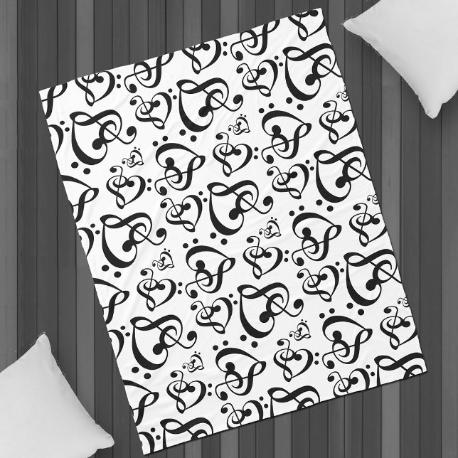 Manta Polar Treble Bass Clef Heart Music Notes Pattern (Subido por el creador)