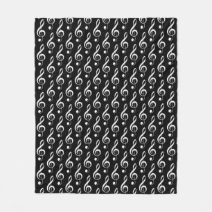 Manta Polar Treble Clef Musical Fleece Blanket (negro)