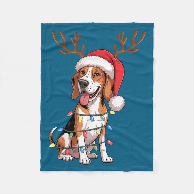 Manta Polar Treeing Walker Coonhound Dog Christmas Lights Sant (Anverso)