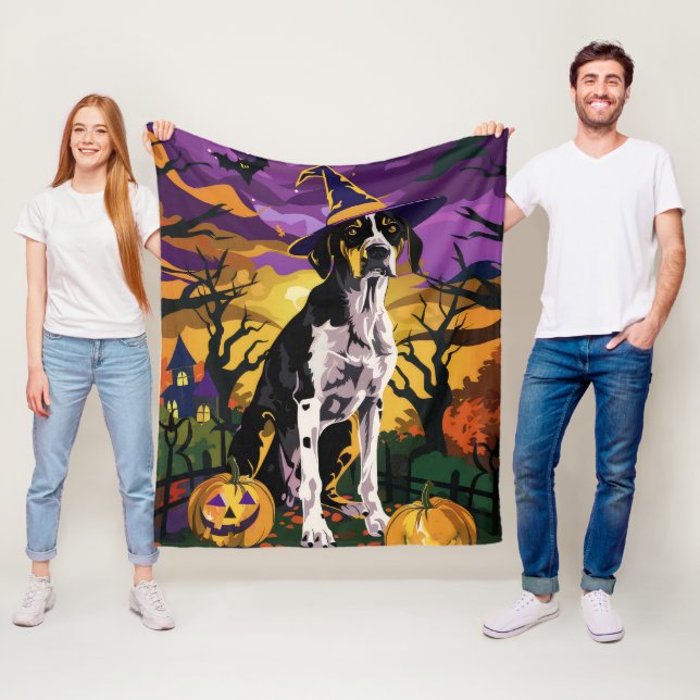 Manta Polar Treeing Walker Coonhound Halloween Bruja Calabaza (In situ)