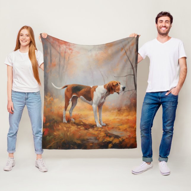 Manta Polar Treeing Walker Coonhound in Autumt Leaves fall (In situ)