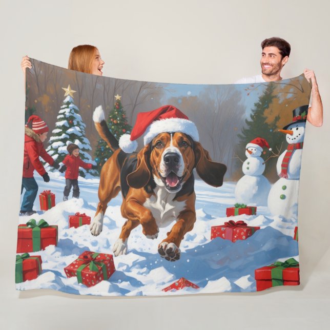 Manta Polar Treeing Walker Coonhound Nieve con Sombrero de Nav (In situ)