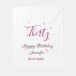 Manta Polar Treinta años purpurina rosa estrellas negro 30 fec