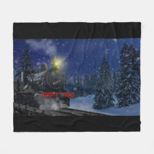 Manta Polar Tren de Navidad en la nieve