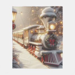 Manta Polar Tren mágico de Navidades de invierno en Wonderland