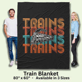 Manta Polar Tren retro vintage Textos Motor de vapor Locomotor