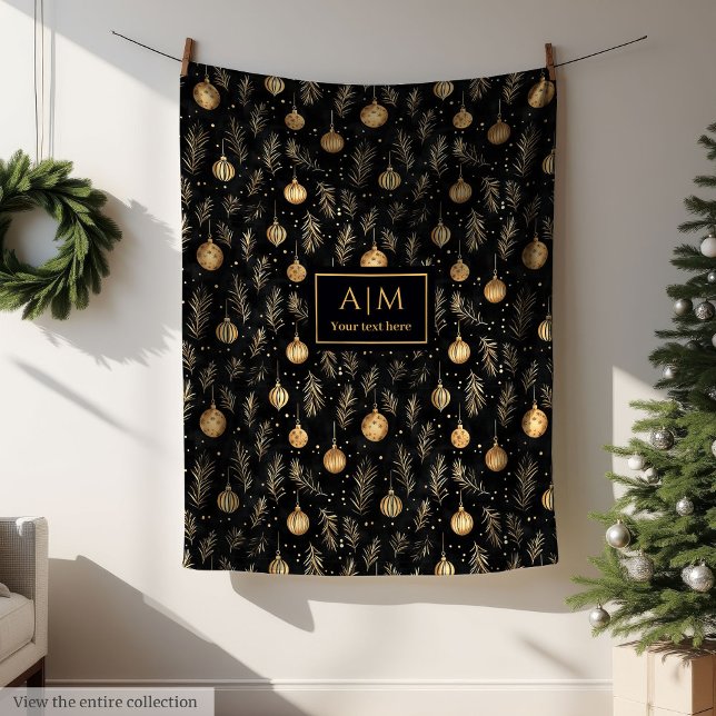 Manta Polar Trendy black and gold watercolor personalized (Trendy black and gold watercolor personalized Fleece Blanket)