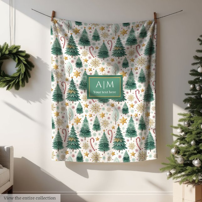 Manta Polar Trendy colors watercolor Christmas trees gift (Trendy colors watercolor Christmas trees gift Fleece Blanket)