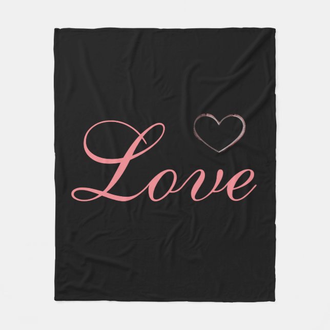 Manta Polar Trendy Heart Grey Calligraphy Love Boda (Anverso)