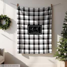 Manta Polar Trendy Monochrome Checkered Blanket Custom Name