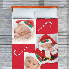 Manta Polar Tres bebes de fotos 1 Navidades Familia Candy Cane