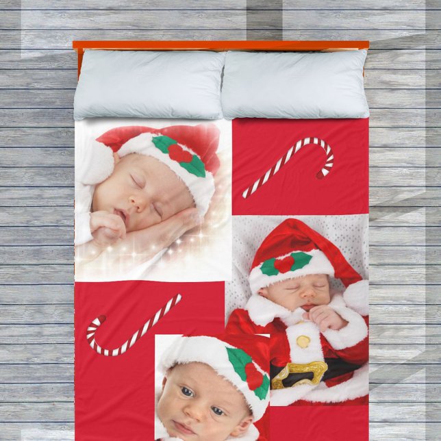 Manta Polar Tres bebes de fotos 1 Navidades Familia Candy Cane (Subido por el creador)