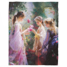 Tres chicas jugando en el jardín