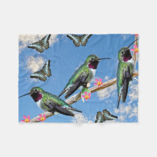Manta Polar Tres colibríes en la rama Silencio perenne
