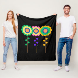 Manta Polar Tres Flores Coloridas