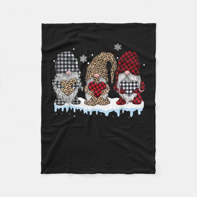 Manta Polar Tres Gnomas En Navidades De Búfalo De Leopardo (Anverso)