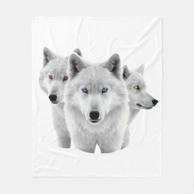 Manta Polar Tres Lobos Blancos (Anverso)