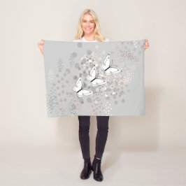 Manta Polar Tres mariposas blancas