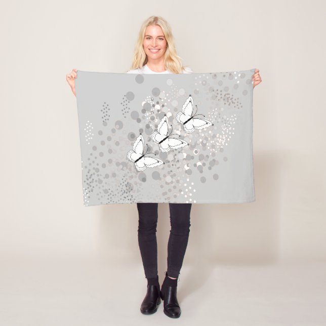 Manta Polar Tres mariposas blancas (In situ)