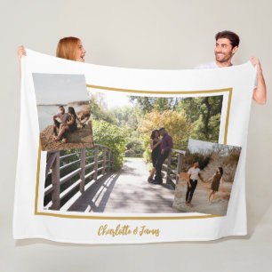 Manta Polar Tres plantillas de fotos y texto personalizado