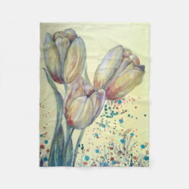 Manta Polar Tres tulipanes amarillos