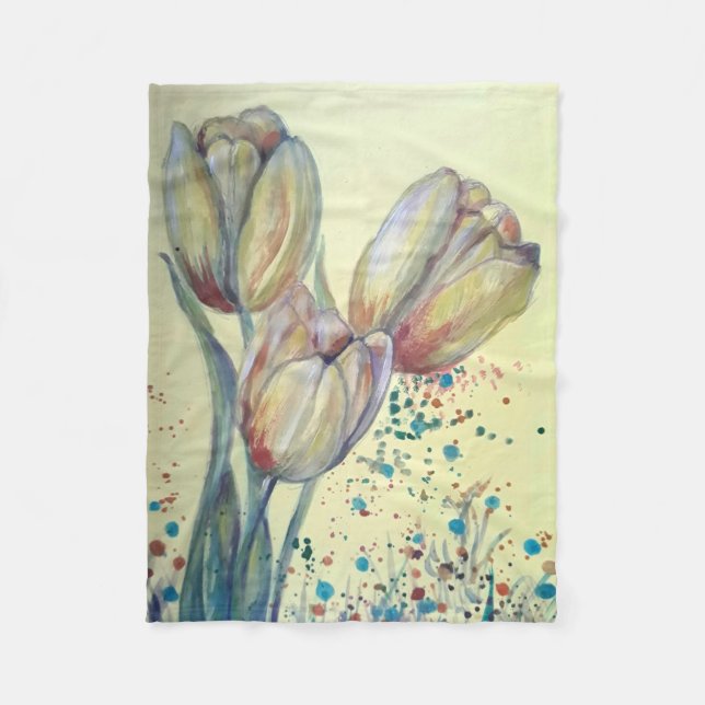 Manta Polar Tres tulipanes amarillos (Anverso)