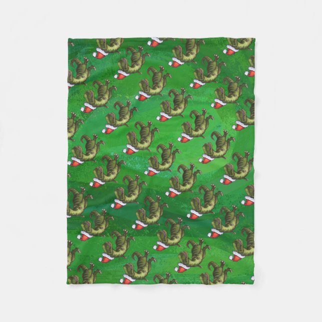 Manta Polar TRex en Santa Hat en Green (Anverso)
