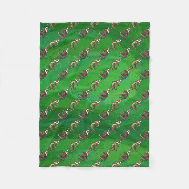 Manta Polar TRex en Santa Hat en Green (Anverso)