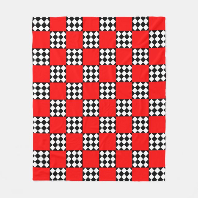 Manta Polar Triángulo cuadrado geométrico rojo negro blanco (Anverso)