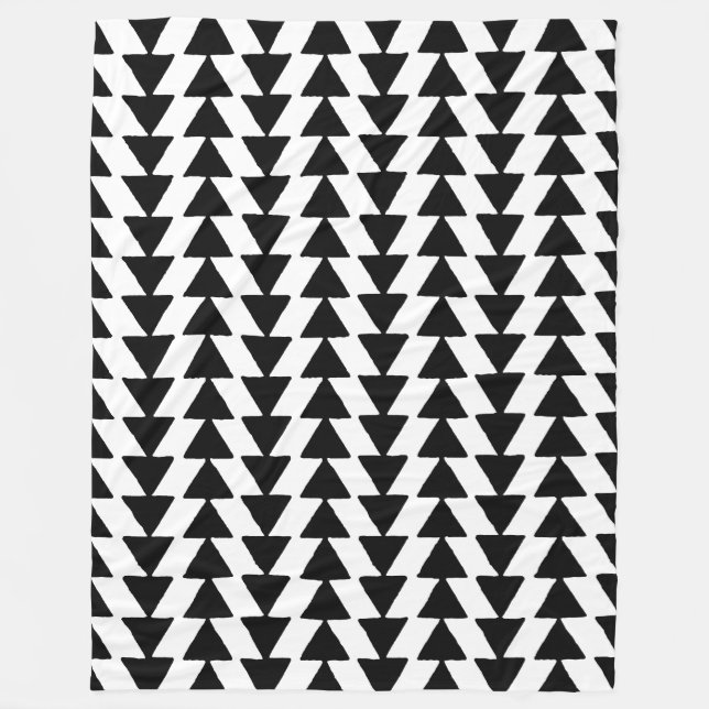 Manta Polar Triángulos con Tinta - Blanco y Negro (Anverso)
