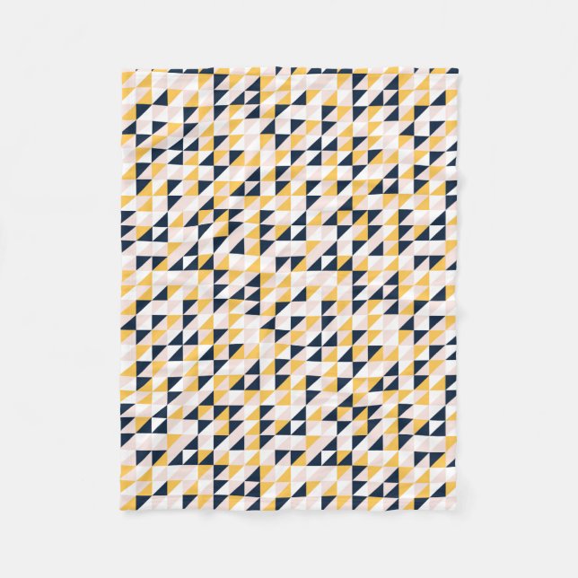 Manta Polar Triángulos de mosaico en azul amarillo, rosa y mar (Anverso)
