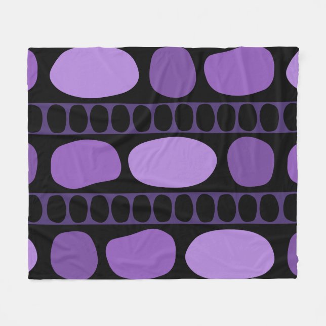 Manta Polar Tribal Art Rock Pattern Black Purple (Frente (Horizontal))
