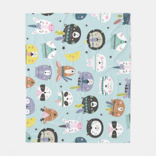 Manta Polar Tribal de animales salvajes: Patrón Boho