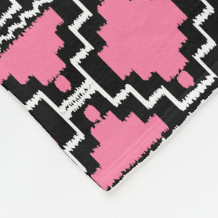 Manta Polar Tribal Ikat Aztec - Fuchsia Rosa, Blanco y Negro