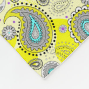 Manta Polar Tribal Paisley Pattern Lemon Amarillo Turquesa