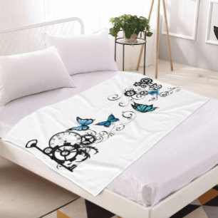 Manta Polar Tribal Steampunk Mariposas Azules Engranajes Remol