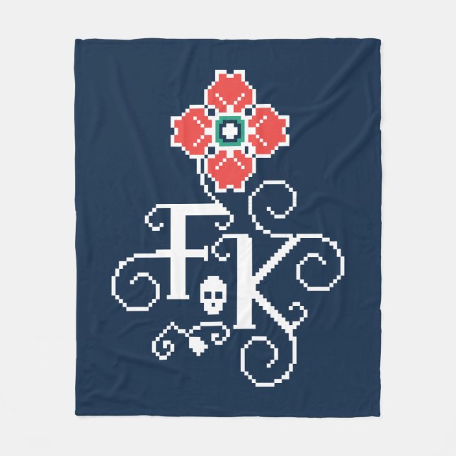Manta Polar Tributo floral de Frida Kahlo el | (Anverso)