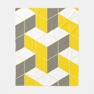 Manta Polar Tridente cúbico isométrico de color gris y amarill