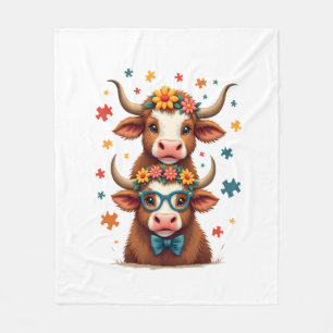 Manta Polar Trío de vacas Highland autistas vintage asomándose