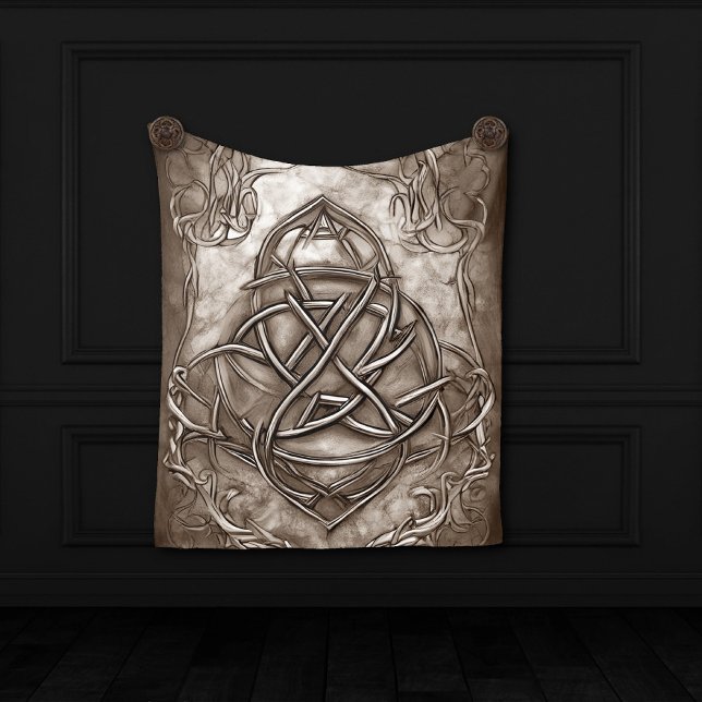 Manta Polar Triquetra Trinity Knot Sepia Faux Metallic Tin (Subido por el creador)