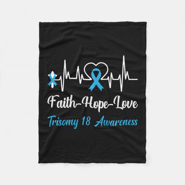 Manta Polar Trisomy 18 Conciencia Heartbeat Cruz Cristiana Fai (Anverso)