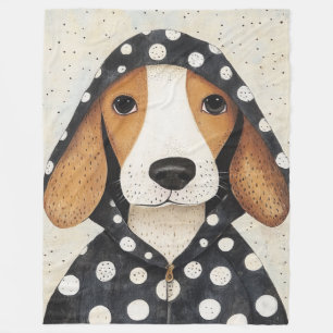 Manta Polar Triste cachorro Beagle con sudadera de lunares