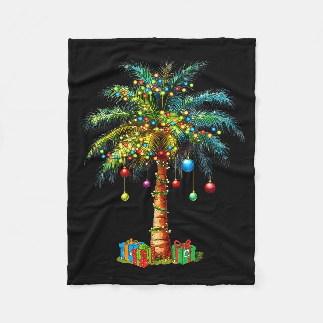 Manta Polar Trocal Christmas Hawaiian Santa Xmas Lights Palm T (Anverso)